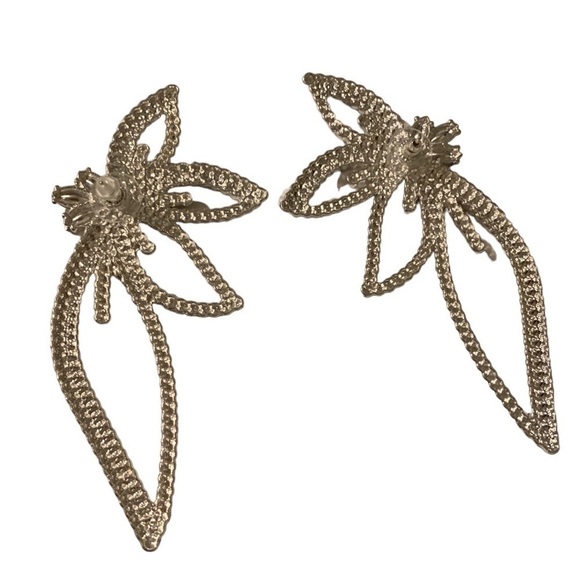 RHINESTONE Starburst Dazzling Pierced Earrings Stud Back 4” - Picture 4 of 5